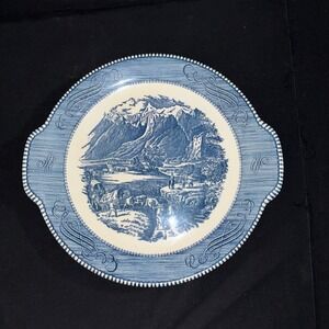 ROYAL China - CURRIER AND IVES -Tab Handled Cake Plate -"The Rocky Mountains"